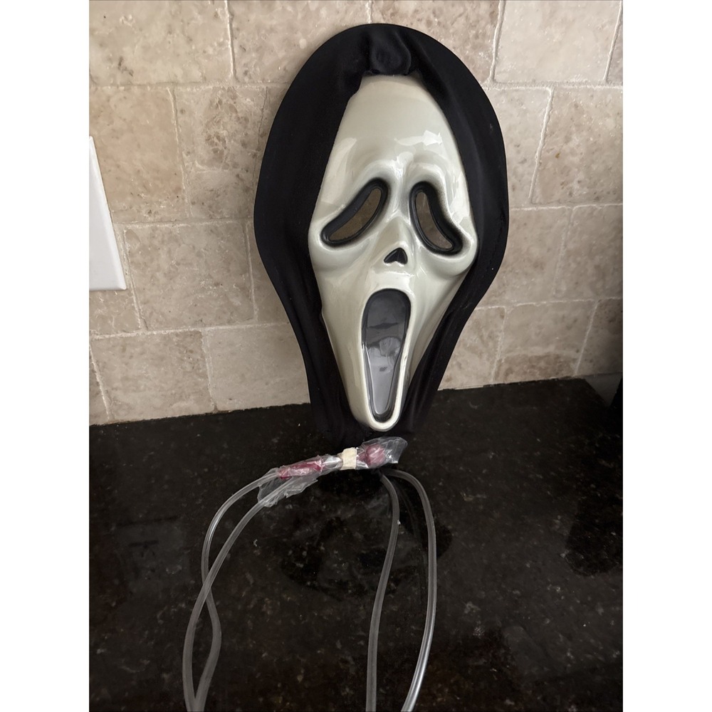 Ghostface Scream Bleeding Mask Halloween Costume Blood Pump Tube Horror Unmarked